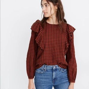 Madewell Ruffle-Front Top in Plaid